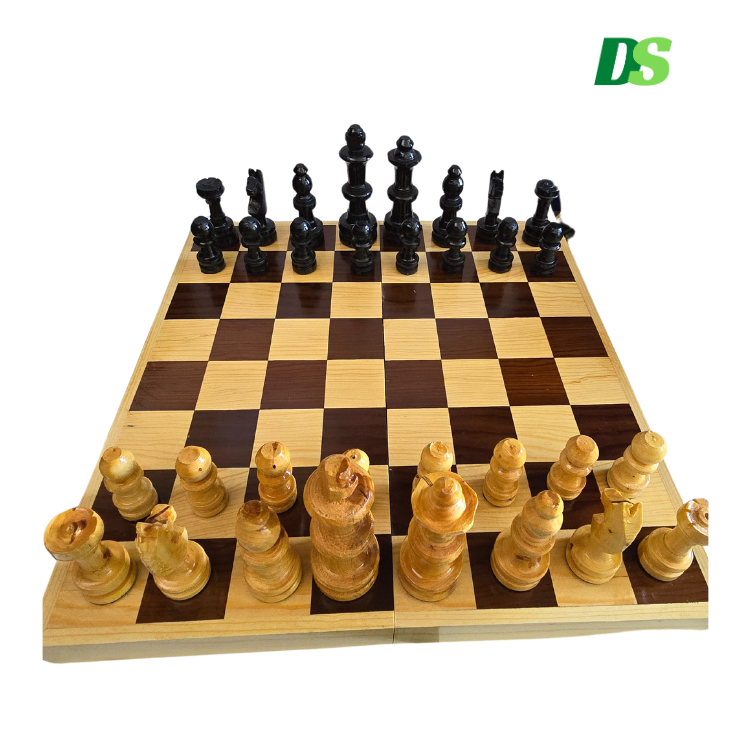 Ajedrez De Madera Artesanal: 45x45 Cm. Tablero Plegable