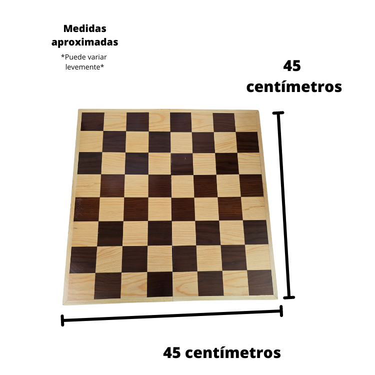 Ajedrez De Madera Artesanal: 45x45 Cm. Tablero Plegable