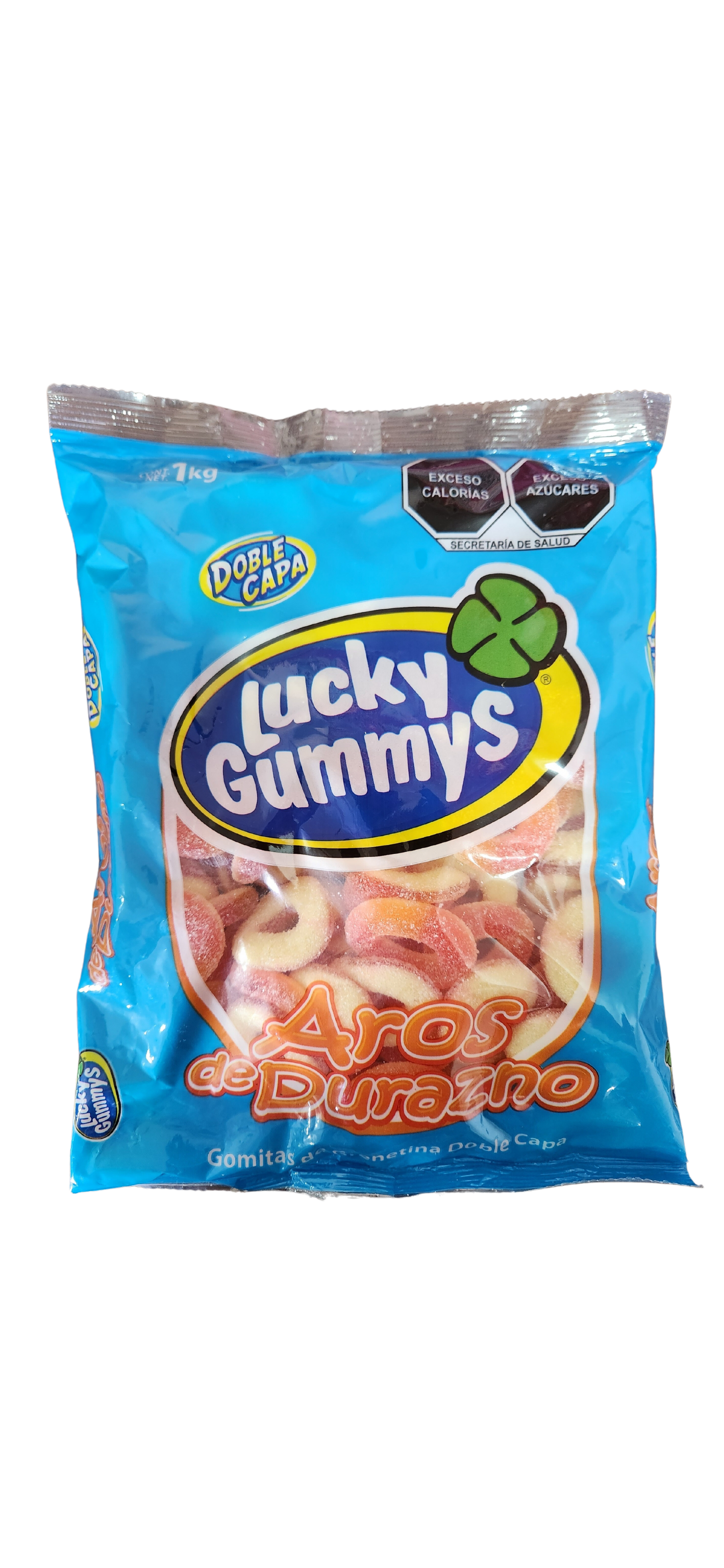Lucky Gummys Gomitas En Forma De Aro Durazno, Caja Con 8 Kg.