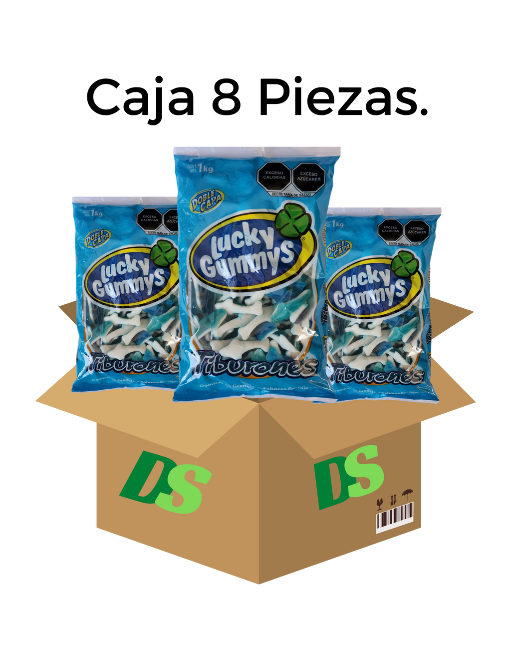 Lucky Gummys Gomitas En Forma De Tiburon, Caja De 8 Kg