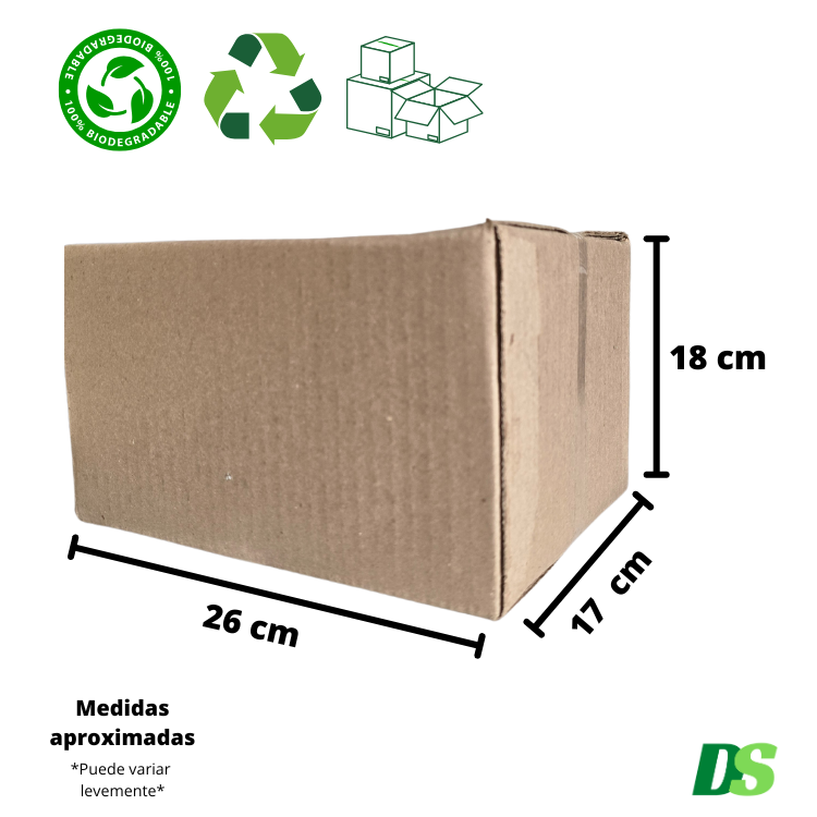 Caja Carton Para Envios E-commerce 26x17x18 Cm 100pz Natural